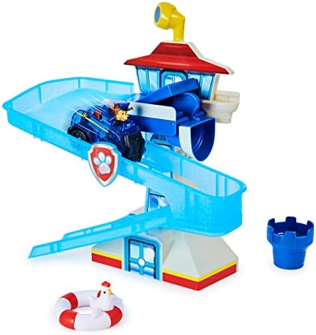Paw Patrol, Adventure Bay Bath Playset with Light-up Chase Vehicle, Bath Toy for Kids Aged 3 and up