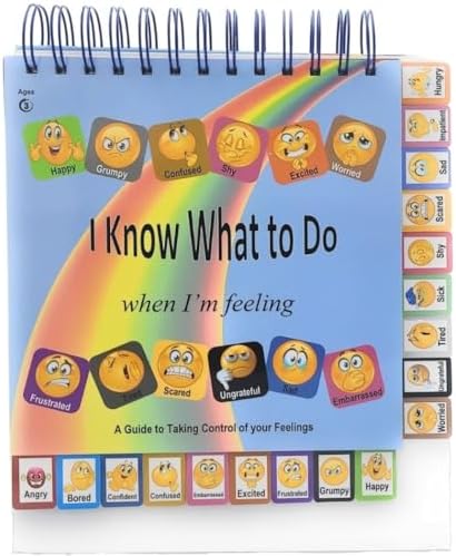 Thought-Spot I Know What to Do Flipbook: Emotions Chart for Kids; Autism Learning Materials; Feelings Chart to Identify Feelings and Make Positive Choices; Emotions Wheel; Calm Down Corner Supplies