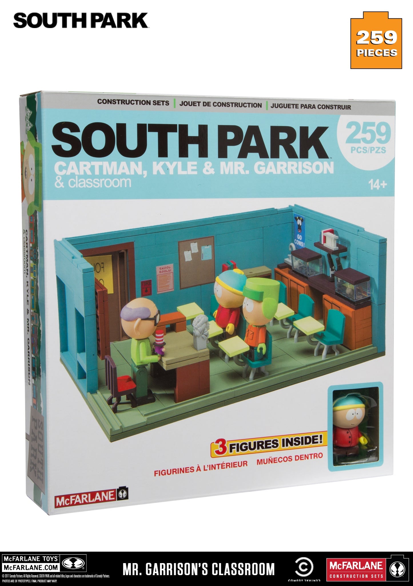 McFarlane Toys - South Park - Cartman, Kyle & Mr. Garrison & Classroom Building Toy (12899)