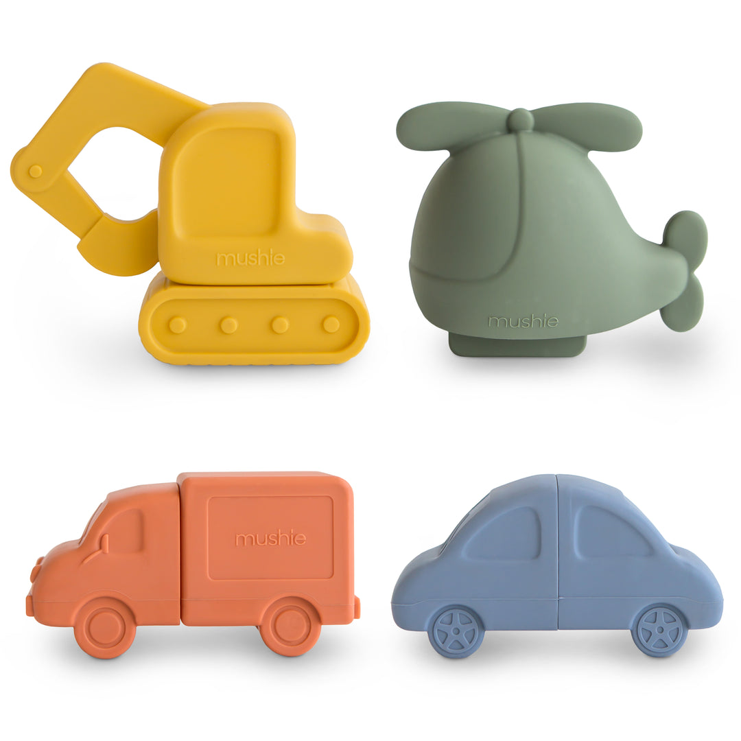 Mushie Silicone Vehicles Bath Playset