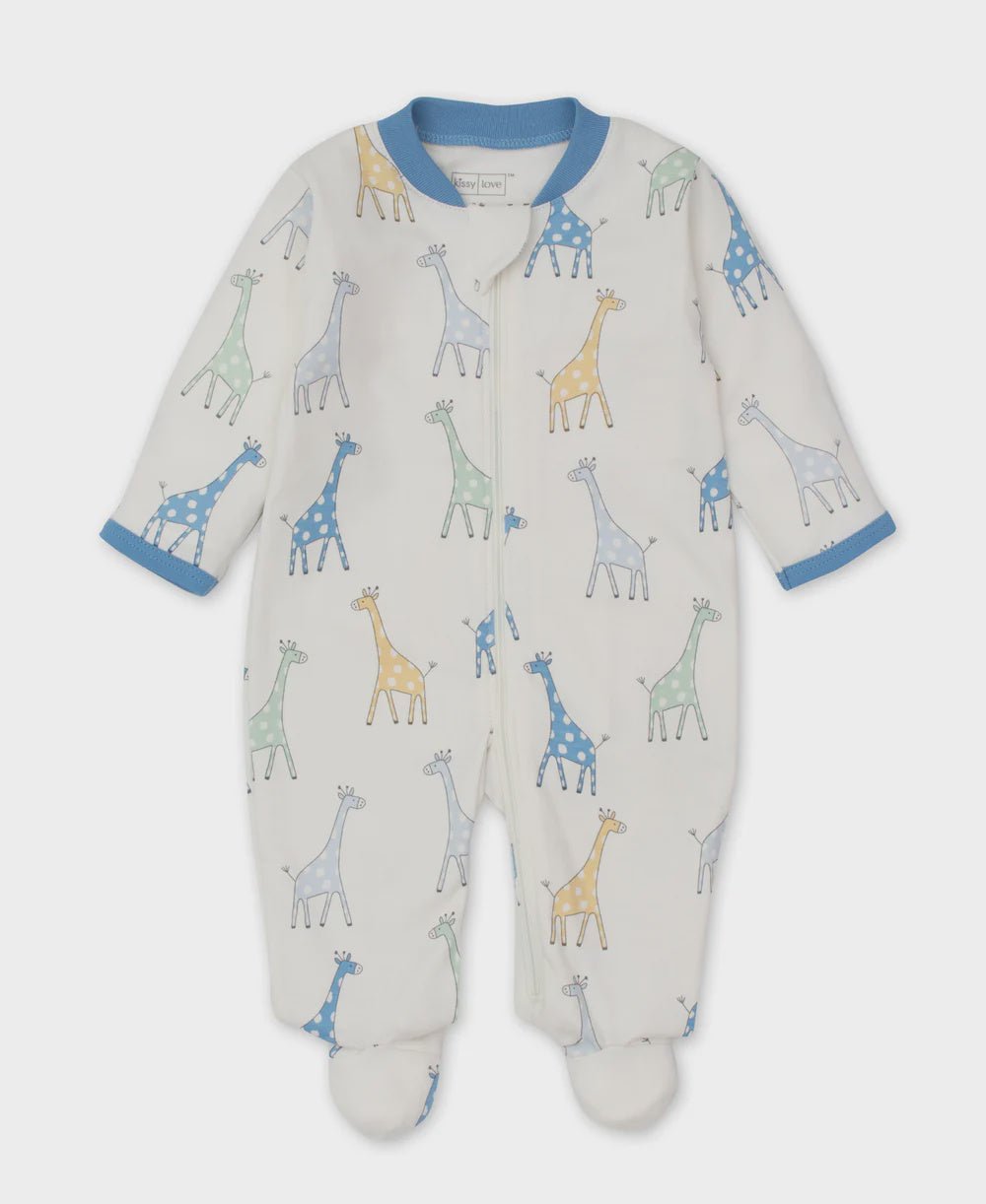 Boys Footie Zip Giraffe Friends