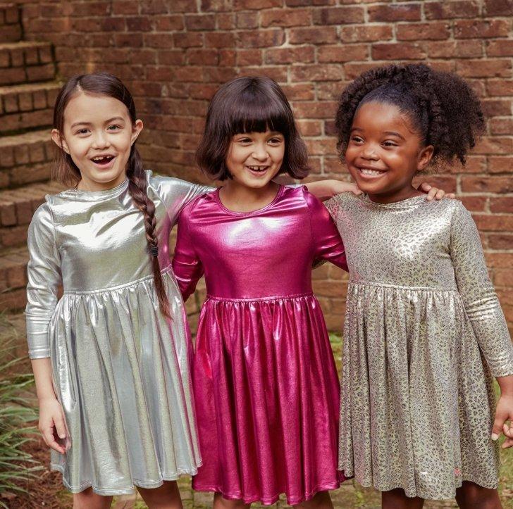 Pink Chicken Liza Lame Pink Metallic Dress