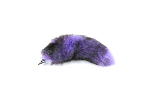 14"-17" Dyed Fox Tail Plug Attachment Anal Toys Touch of Fur Dyed Lavender