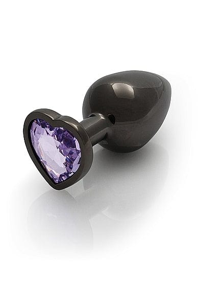 Shots - Ouch! - Heart Gem Butt Plug - Gunmetal / Amethyst