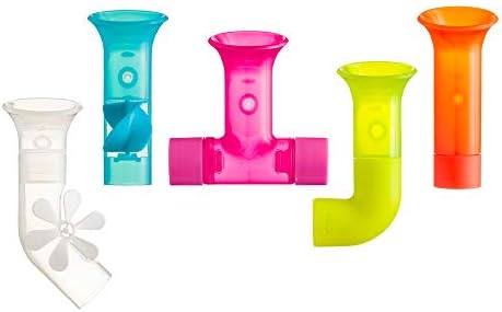 Boon Pipes Toddler Bath Toys - Interactive Toddler Sensory Toys - Suction Bath Toys for Hand Eye Coordination and Fine Motor Skills - Multicolored - 5 Count- Ages 12 Months and Up