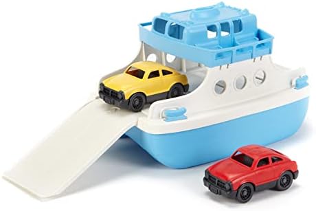 Green Toys Ferry Boat with Mini Cars Bathtub Toy, Blue/White, Standard
