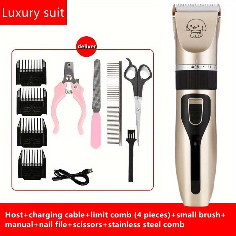 Electric Dog Hair Trimmer Set - Professional Grooming Tool for Long Hair Dogs - Includes Scissors and Razor