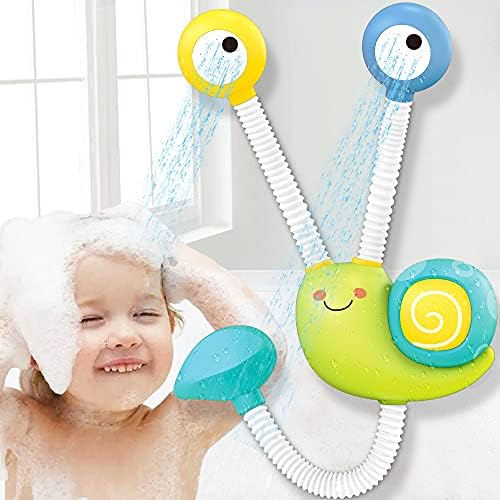 Dwi Dowellin Bath Toys for Kids, Upgrade Automatic Snail Water Pump with 2 Bath Shower Head Toys, Kids Baby Water Toys Bathtub Toys for Toddler Child Gift for Boys & Girls