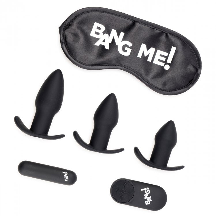 Bang! Backdoor Adventure 3pc Butt Plug Bullet & Blindfold Kit Black Intimates Adult Boutique