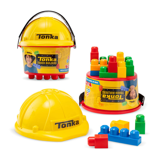 TONKA TOUGH BUILDERS HARD HAT & LARGE SIZE BUILDING BLOCK AND BUCKET PLAYSET