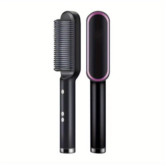 Hair Straightener Styling Comb, Hair Straightener Brush And Curler, Portable Electric Straightening Comb Fast Heating & Anti-Scald For Women