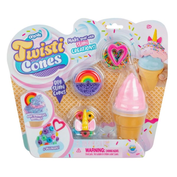 Goooze Twisti Cones Unicorn Rainbow Sprinkles DIY Slimi Cone Creations