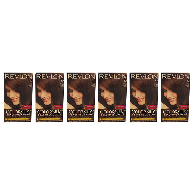 Revlon colorsilk Beautiful Color - 47 Medium Rich Brown by Revlon for Unisex - 1 Application Hair Color - Pack of 6