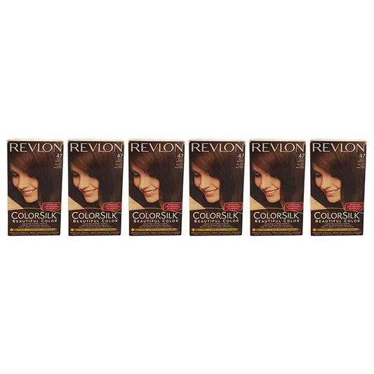 Revlon colorsilk Beautiful Color - 47 Medium Rich Brown by Revlon for Unisex - 1 Application Hair Color - Pack of 6