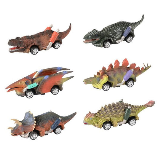 6-pack Pull Back Dinosaur Toys Race Car Set