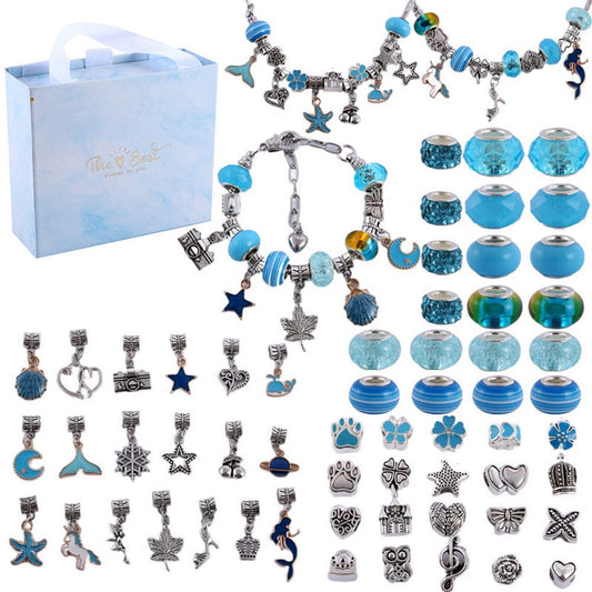 63 pcs. DIY Charm Bracelet Making Kit - Blue