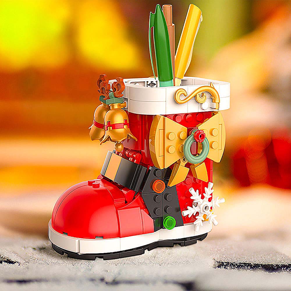Christmas Pen Holder Toys DIY Snow Boots Assembled Educational Gifts