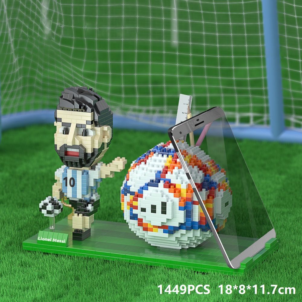 World Cup Football Player Series Building Blocks Pen Holder Mobile Phone Bracket for Football Lovers