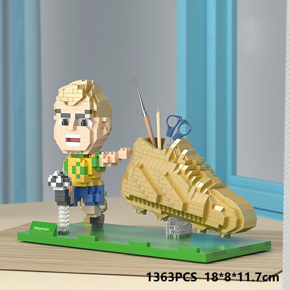 World Cup Football Player Series Building Blocks Pen Holder Mobile Phone Bracket for Football Lovers