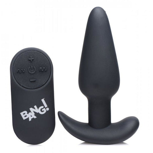 Bang! 21x Vibrating Silicone Butt Plug W- Remote Black
