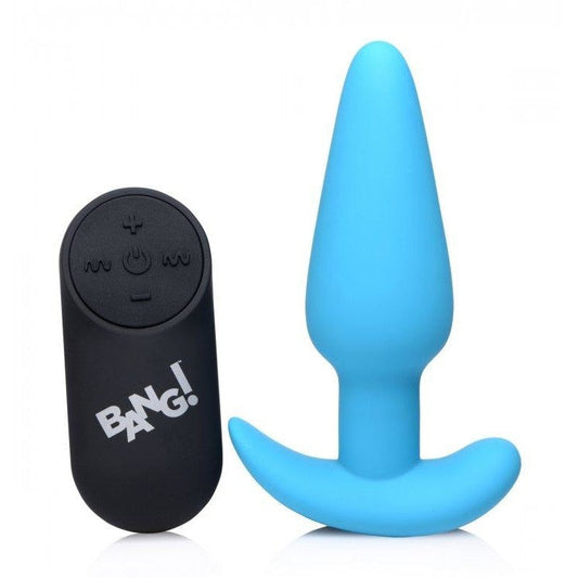 Bang! 21x Vibrating Silicone Butt Plug W- Remote Blue