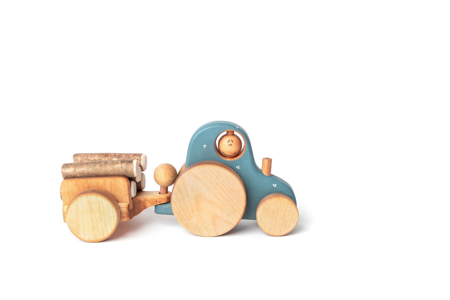 Wooden Tractor Toy- Blue