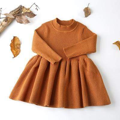 Girl's Clothing Brown / 12M Girls Wool Knitted Dress