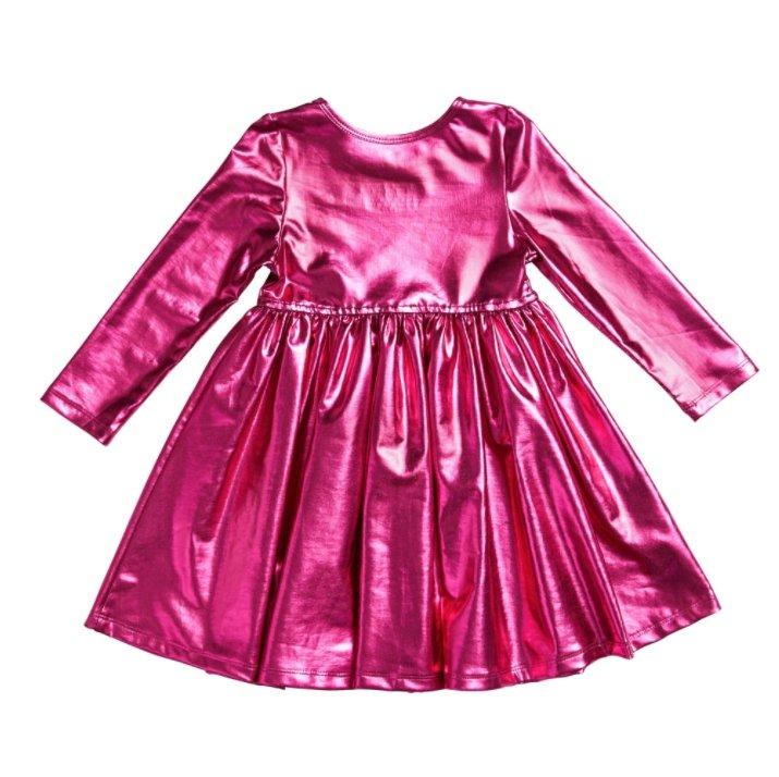 Pink Chicken Liza Lame Pink Metallic Dress