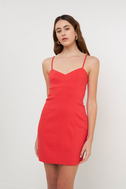 Stretch Fabric Fitted Mini Dress Red